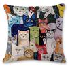 Many Cozy Cats Cushion Cover Plant Print Silk Material Decoration Bedside