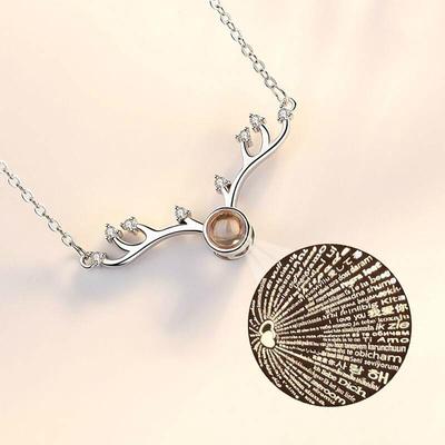 Yilu Has You Necklace for Women, Deer Antlers, I Love You, Custom Projection Pendant