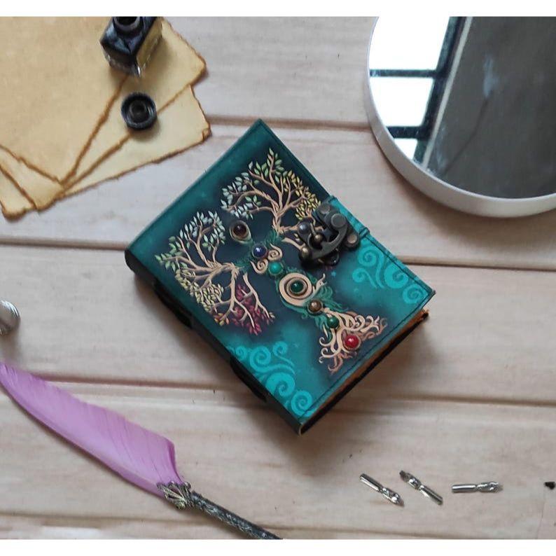 Mother of Earth - Seven Stone - Blank Spell - Book of Shadows - Handmade Grimoire Journal - Junk Journal - Tree of Life Journal