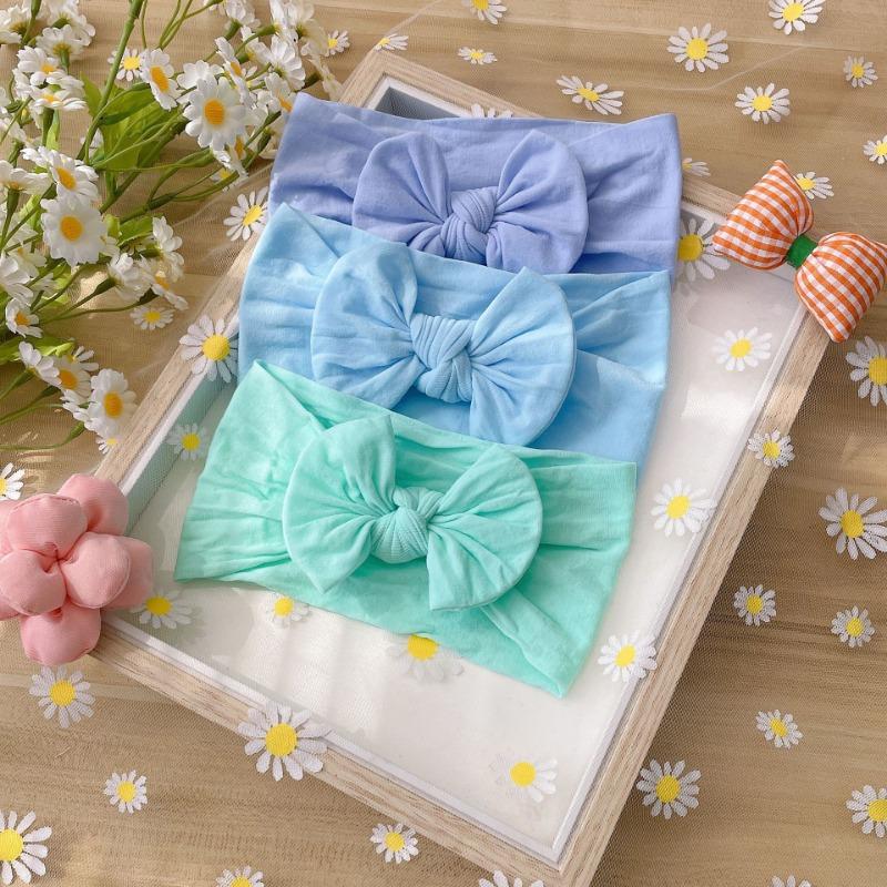 New 3pcs set, children's headband, baby nylon bow does not hurt the skin, wide headscarf, baby headband.