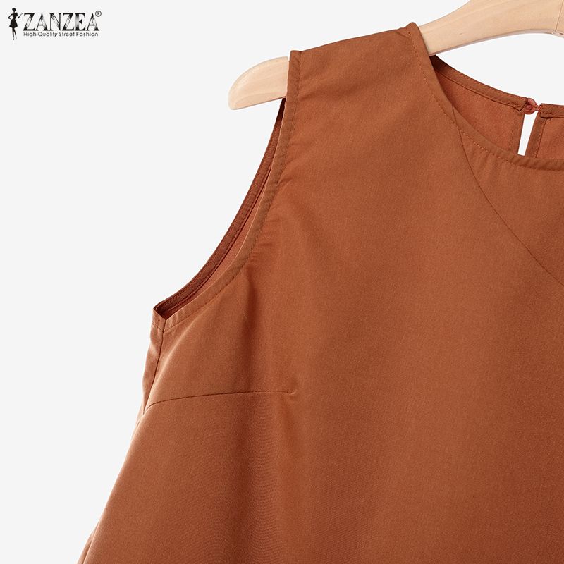 ZANZEA Women Sleeveless Vest Tops and Pants Casual Two Piece Suit Sets