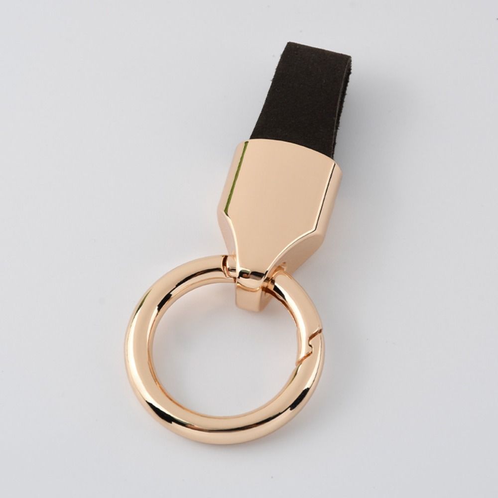 

Key Holder Leather Key Chain Key Ring Round Buckle Personality Car Key Buckle Keychain Accessories Dark Coffee-Gold