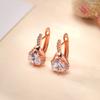 Rose Gold Water Drop Cubic Zirconia Dangle Earrings Shiny Crystal Drop Earrings Women Dating Jewelry
