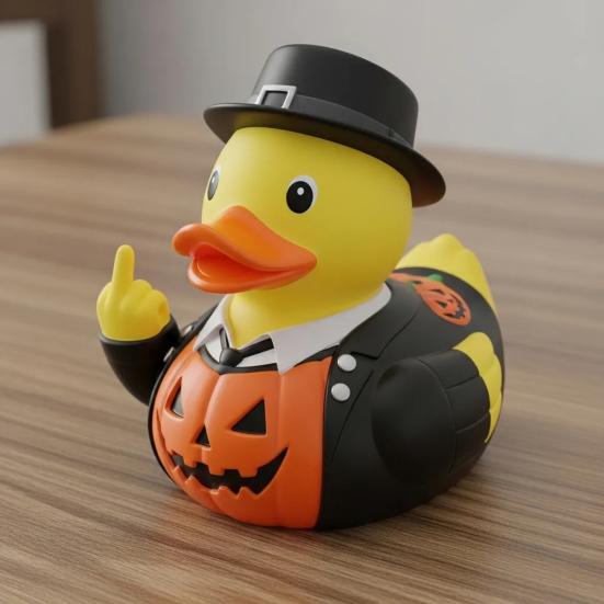 Halloween Middle Finger Duck Spooky Skull Bat Pumpkin Duck Figurine Resin Desktop Ornament for Holiday Home Office Decor