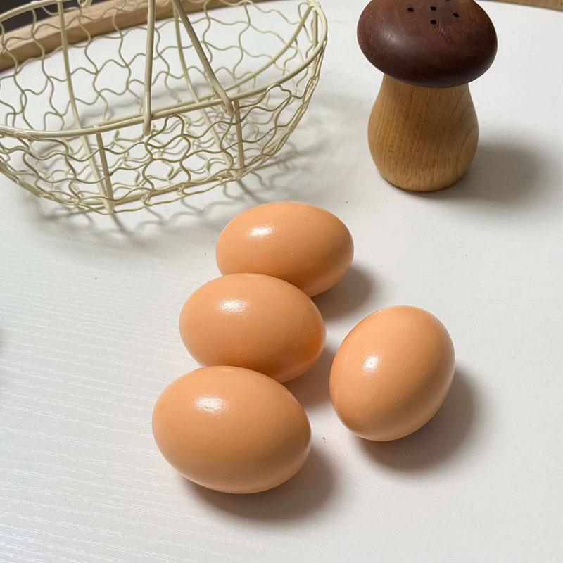 Wooden Fake Eggs Life Size Brown Egg Perfect for Easter Crafts  Montessori Pretend Play Food Educational Toys Kids Boys Girls
