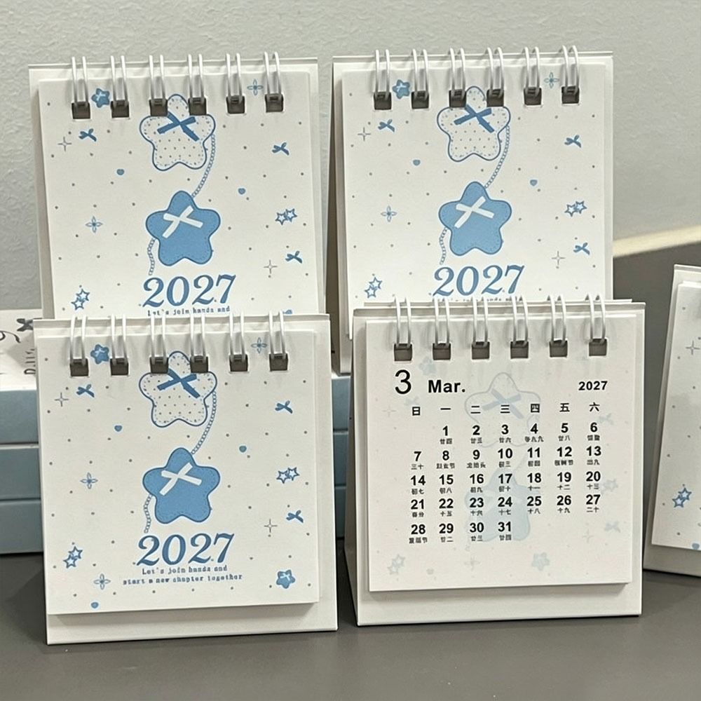 Polka Dot Pattern 2027 Desk Calendar Portable Desktop Calendar New Mini Desk Calendar  Student