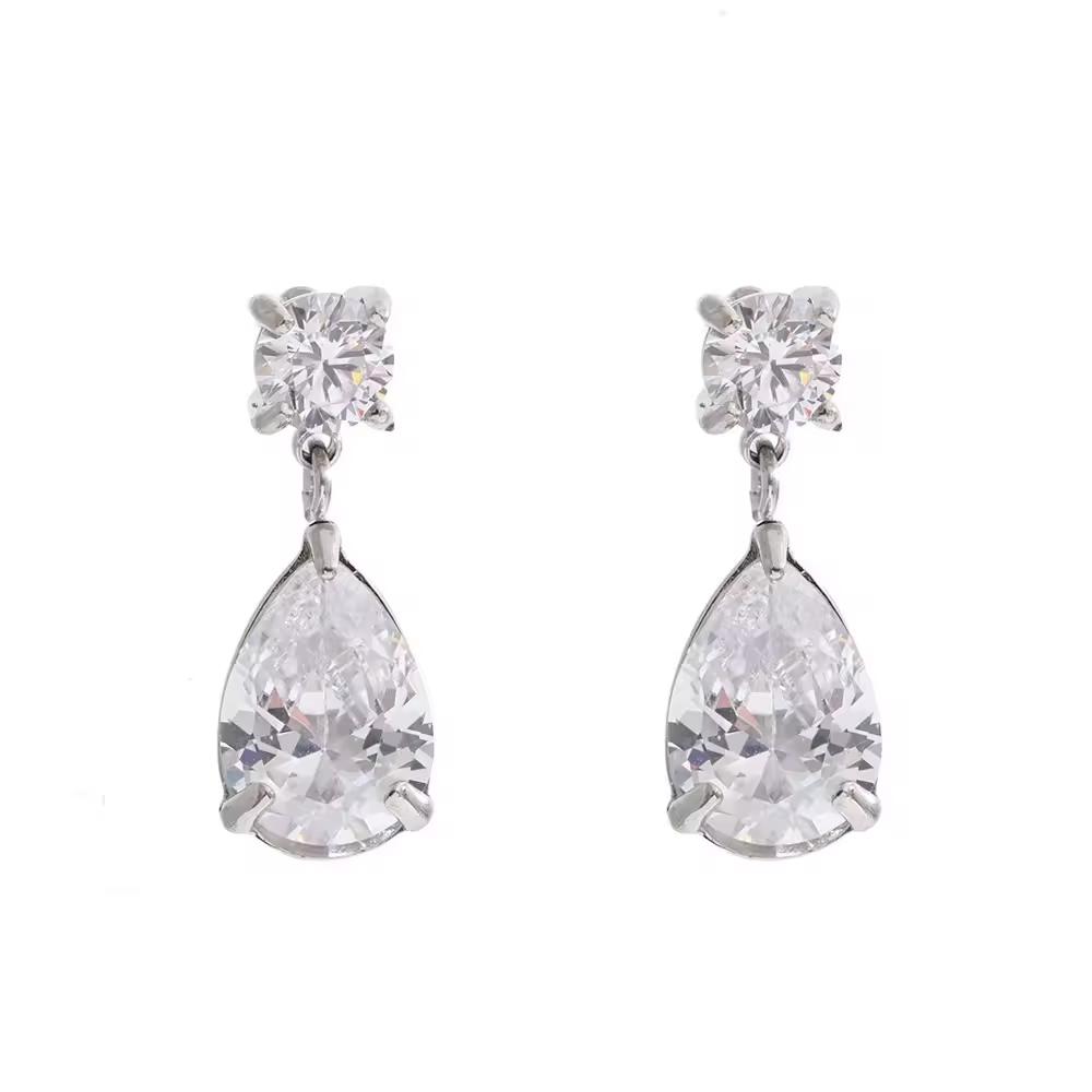 Yhpup Bling Glanzend AAA Kubieke Zirconia Waterdruppel Oorbellen Dagelijks Klassiek Hoge Kwaliteit Roestvrij Staal Mode Premium Sieraden Cadeau