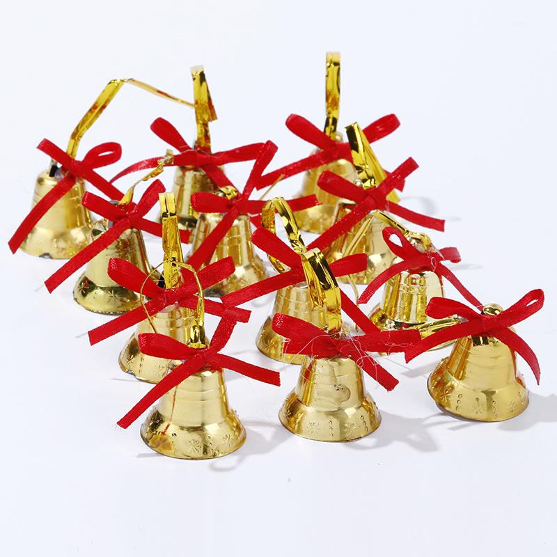 Gold Bell Christmas Ornaments, Set of 12, Small Size
