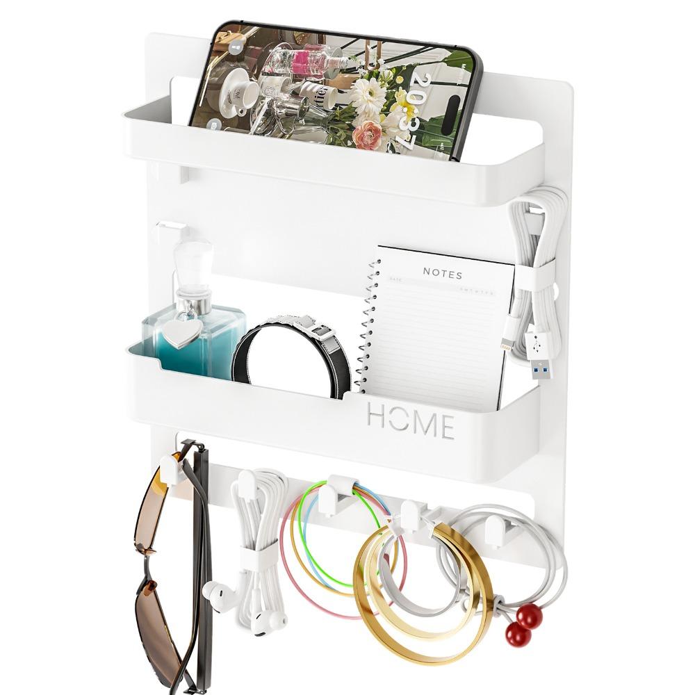 

Wall-Mounted Storage Organizer Box - Remote Control & Key Holder, Cable Management Rack, Mini Shelf for Figures & Sundries