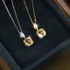 Women's S925 Pure Silver Necklace, Ice-Cut Natural Crystal, Premium Gemstone Series, Princess Square Pendant