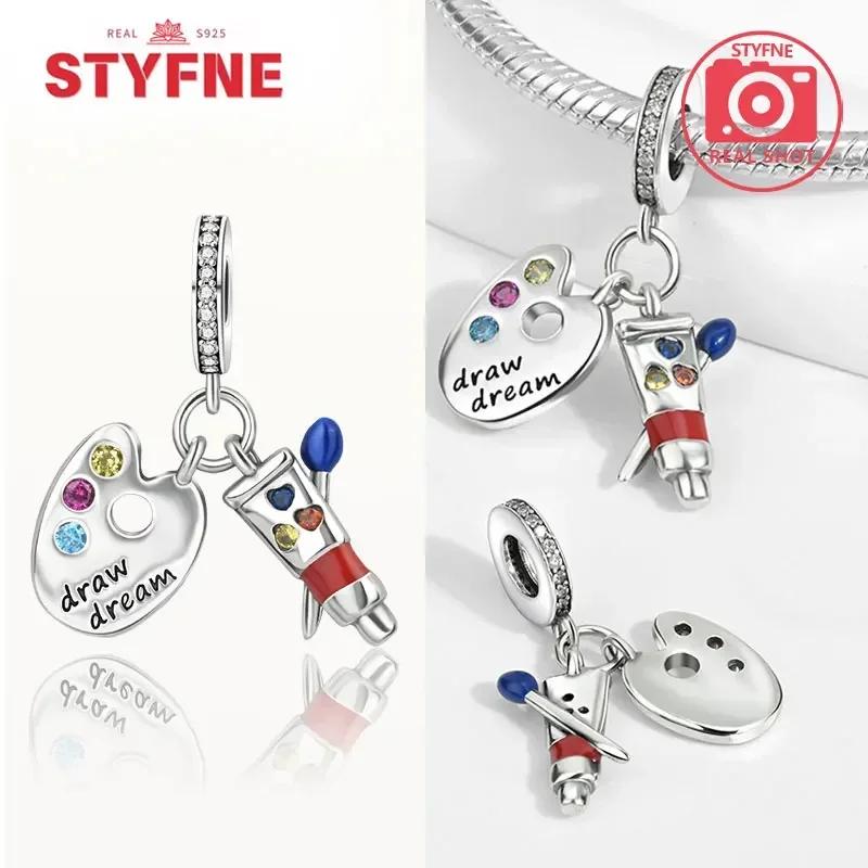 Copperoriginal Starry Sky Sunflower Green Wheat Field Oil Painting Charms Beads For Women Diy Fine Jewelry Gift