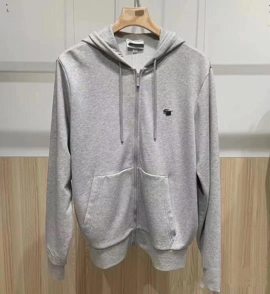 Unisex Hoodie met Visborduurwerk en Rits - Effen Kleur, Met Zakken, Losse Pasvorm Bovenkleding voor Lente, Herfst, Winter