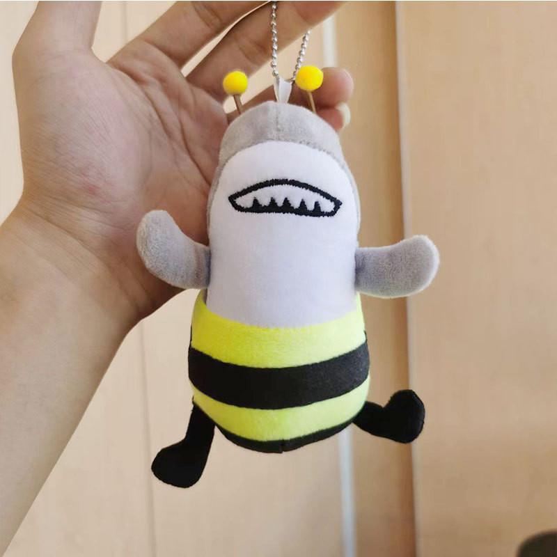 Cute Shark Plush Toy Quirky Doll Keychain Short Fur Pp Cotton Filling Chain Honey