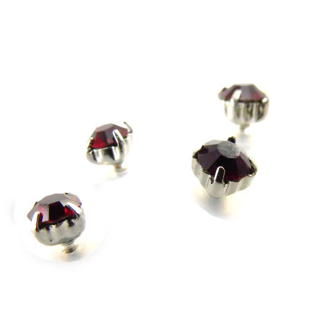 Les Trésors De Lily [J6209] - 3 Pairs of Red 'Crystal' Earrings