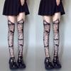 Gothic Fledermaus Muster Lange Sexy Netzstrümpfe Punk Frauen Harajuku Alternative Mesh Strumpfhosen Oberschenkel Hohe Strumpfwaren Halloween