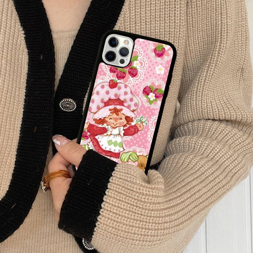 Animated S-Strawberry S-Shortcake Phone Case For IPhone 17 16 Pro Max 11 12 13 14 15 Hard PC+TPU Bracket Back Cover
