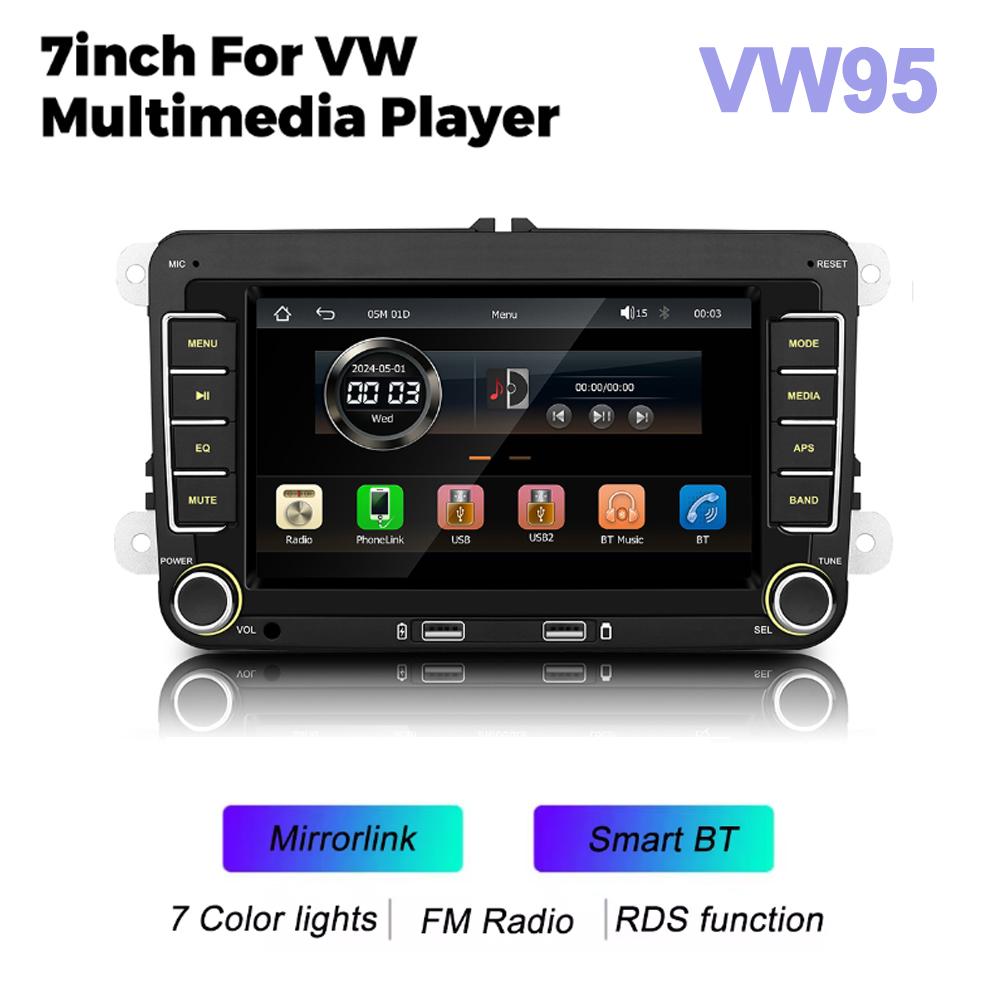 

7 Car MP5 Player FM BT Colorful lights RDS Radio Mirrorlink USB charging Android AUTO/ Carplay for VW