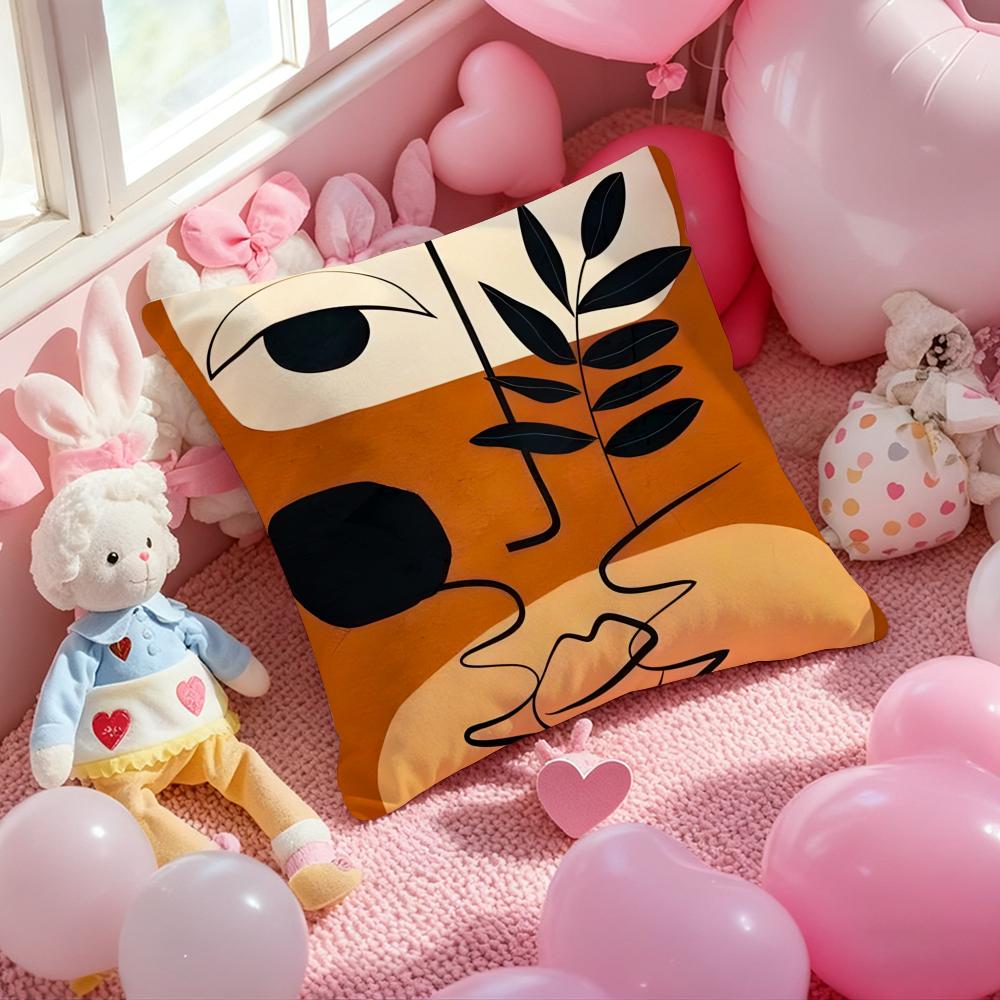 Art Abstract Illustration Cushion Cover Pattern Printed Pillowcase for Living Room Sofa Cushion Cover & Bedroom Decor