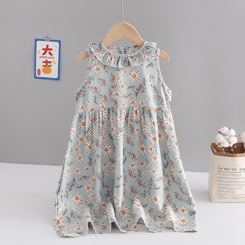 Children's Sweet Mesh Vest Halter Dress Summer Girls Pompadour Princess Dress