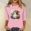 Women's Fashion Casual Three-quarter Sleeve Halloween Printed Round Neck Top