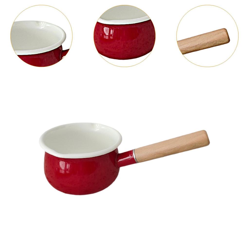 Casserole à lait émaillée multifonctionnelle avec long manche, réchaud à beurre pour la cuisine, cuisinière à induction, voyage en camping-car, cuisinière à gaz, petit-déjeuner