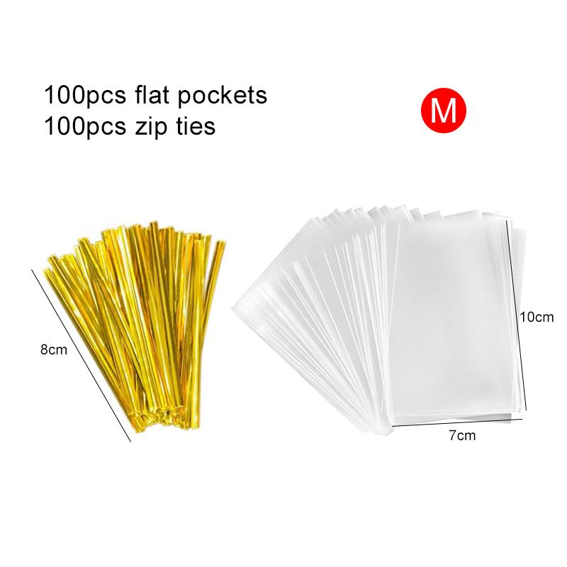 100pcs/set Lollipop Packaging Bag Set Paper Stick Flat Pocket Zip Ties DIY Household Kitchen Supplies Festival Gift Candy TMZ