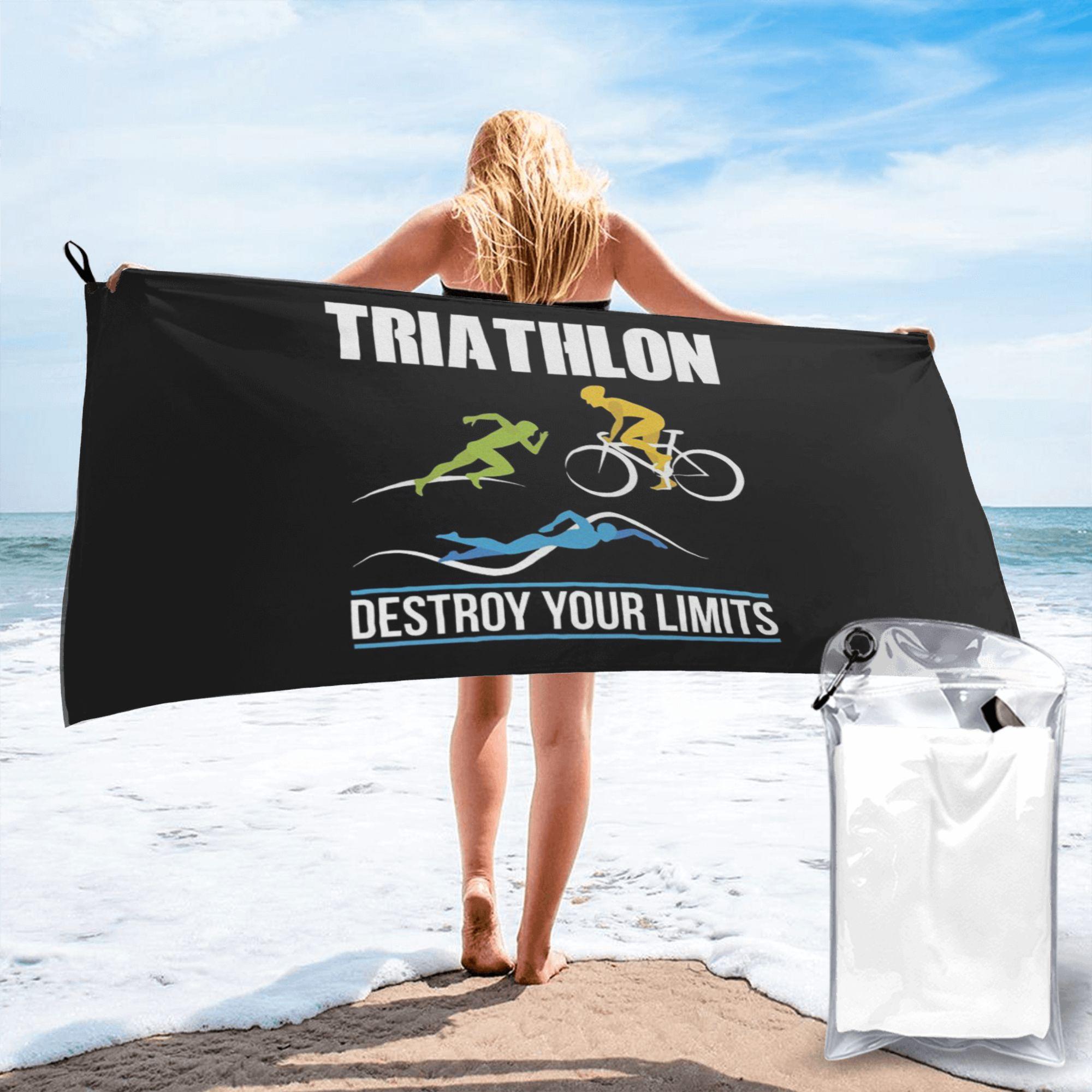 Triathlon Schwimmen Radfahren Laufen Strandtuch Weiche Mikrofaser Schnelltrocknend Saugfähig Schnelle Handtücher Zum Bergsteigen 70x140 cm white