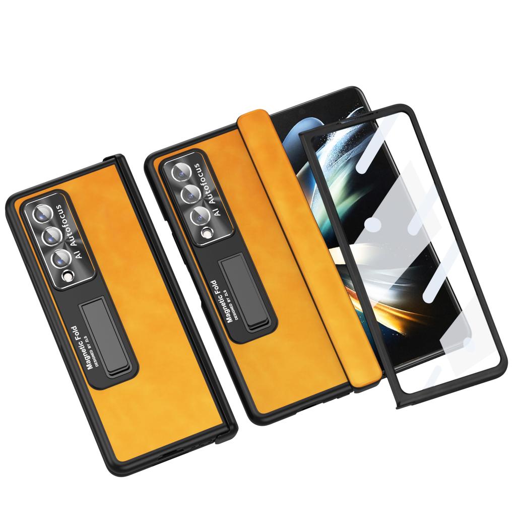 Matte Feeling Leather Full Coverage Case for Samsung Galaxy Z Fold4 Fold 4 5G Fold3 Fold 3 Zfold4 Lens Screen Glass Film Cases