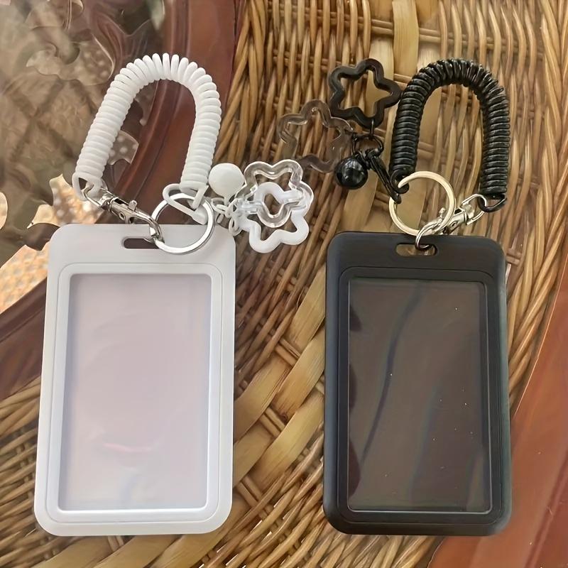 Retractable Plastic Card Holder with Star Pendant Keychain for Buses ID Credit Cards, Durable Morandi Colorful Daily Wear Gift