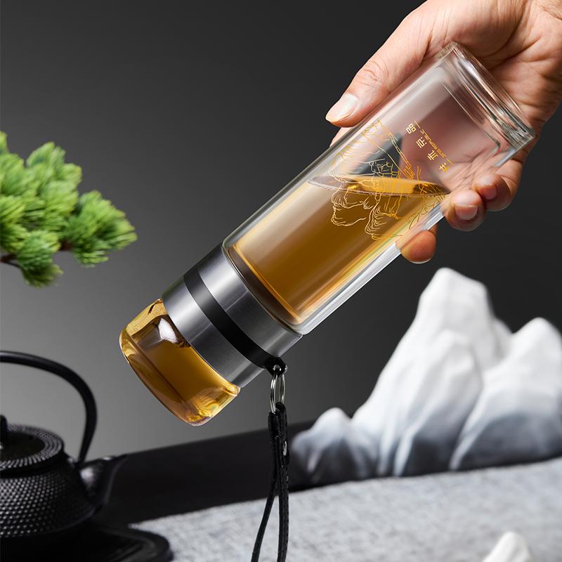 Qianli Jiangshan Double-Layer Glass Tea Cup