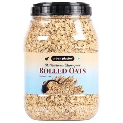 Urban Platter Flocons d'avoine, 1,5 kg (Céréales de petit-déjeuner riches en fibres / À utiliser pour la pâtisserie, le granola et les flocons d'avoine / Riche en bêta-glucanes)