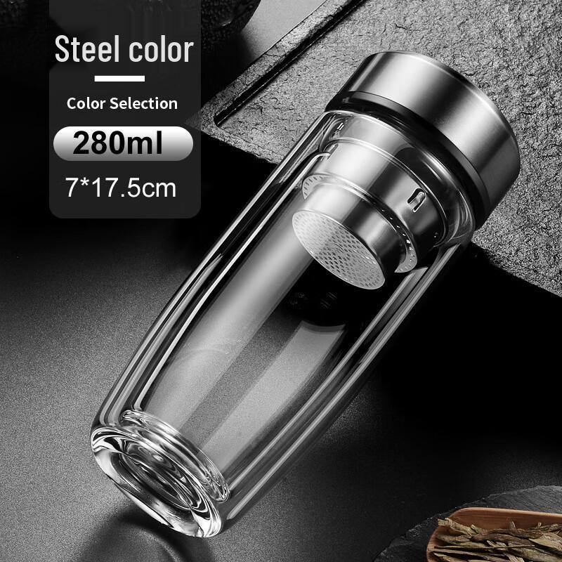 

TIANXI Double-Layer Borosilicate Glass Water Bottle