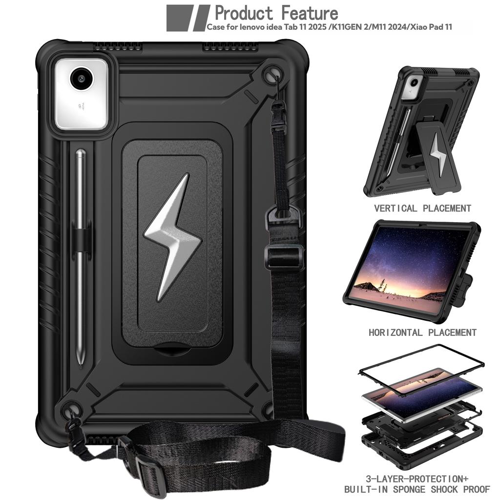 Hybrid Case for Lenovo Xiaoxin Pad 11 2025 2024 Idea Tab K11 Gen2 M11 TB335FC TB336FU TB330FU TB331FC Built-in Kickstand Cover