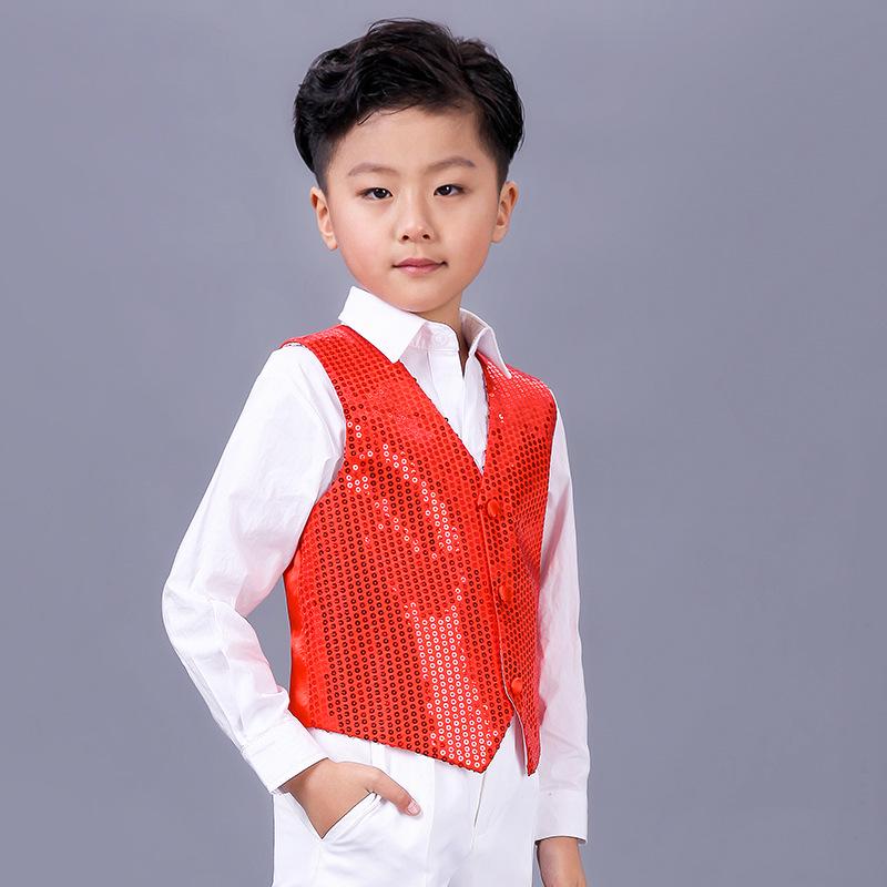 Children's Sequin Vest Dancewear: Jazz, Street, Catwalk Performance Costume for Girls and Boys