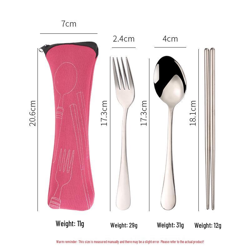 

Набор столовых приборов из нержавеющей стали, 4 предмета: Нож, Вилка, Ложка, Палочки для еды с уличной сумкой на молнии