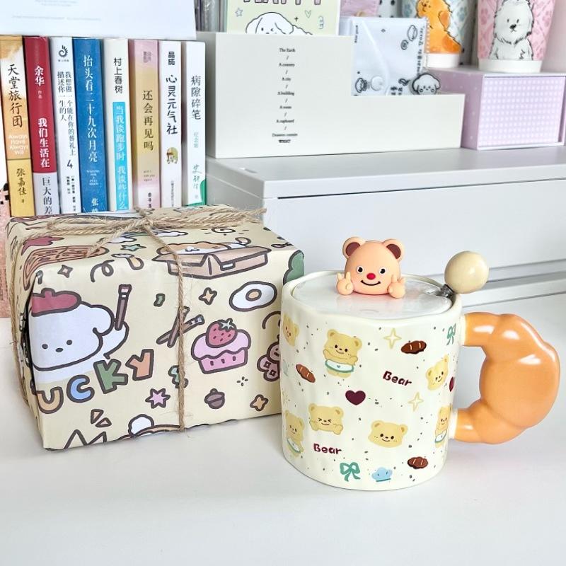 Cute Bier Butter Bear Ceramic Mug Girls High-value Drinking Cup Couple Birthday Gift Souvenir