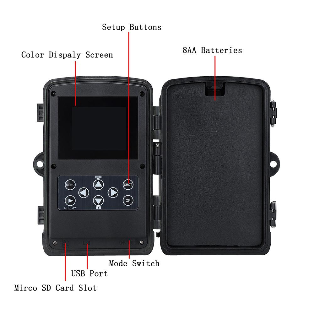 Ruller 24 MP Wildkamera, Wildkamera, Nachtsicht, bewegungsaktiviert, wasserdicht, Jagd, Wildtierüberwachung, Trap-Cam, Outdoor-Po