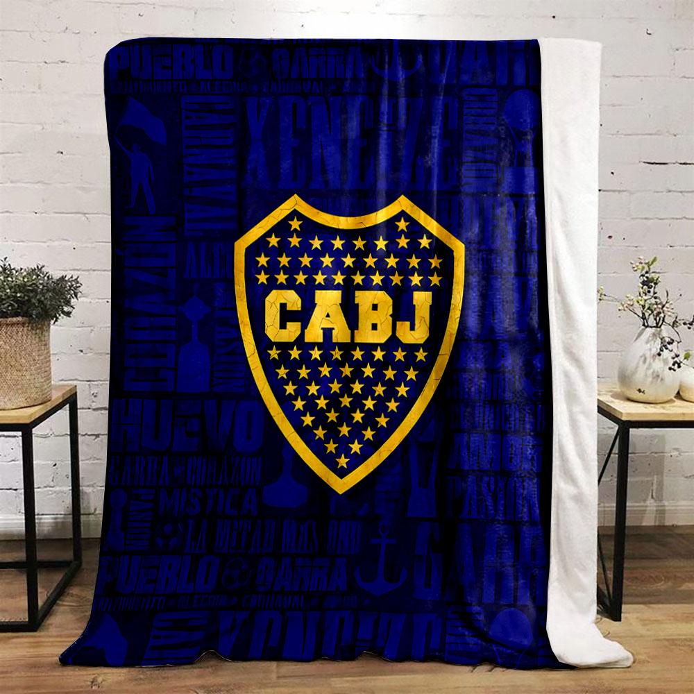 A yellow-bordered shield with stars and "CABJ" text on a blue background. for all seasons blanket lunch break throw gift