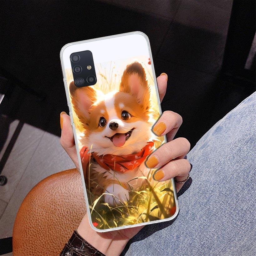 Cartoon Corgi Cute Dog Phone Case For Samsung Galaxy A52 A32 A22 A12 A51 A31 A50S A30S A20S A10S Note 20 Ultra 10 Plus S10 A72 A