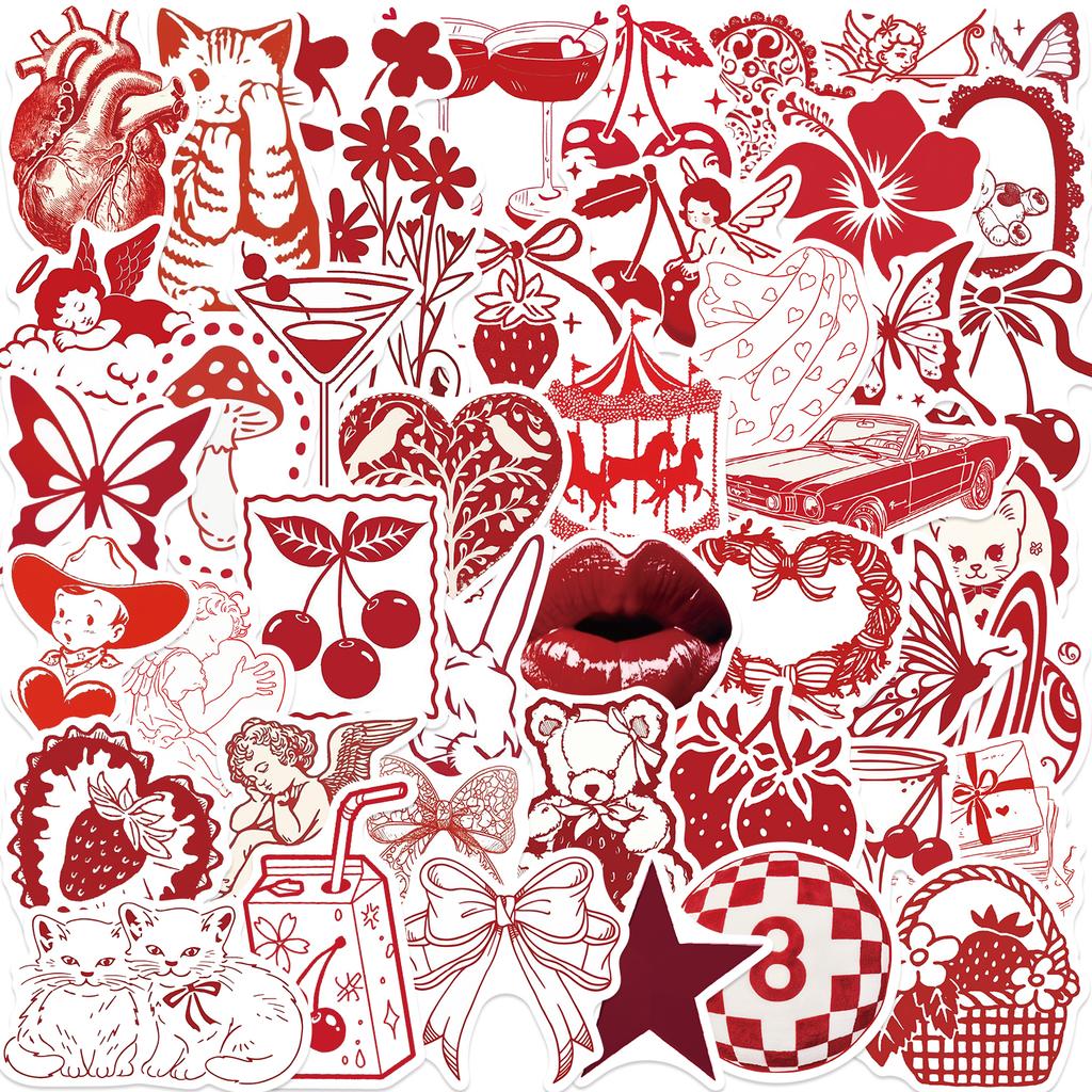 50PCS Valentine's Day Theme Pattern Stickers, Suitable for Valentine Parties, Photo Albums, Notebooks, Phone Cases, Water Bottle