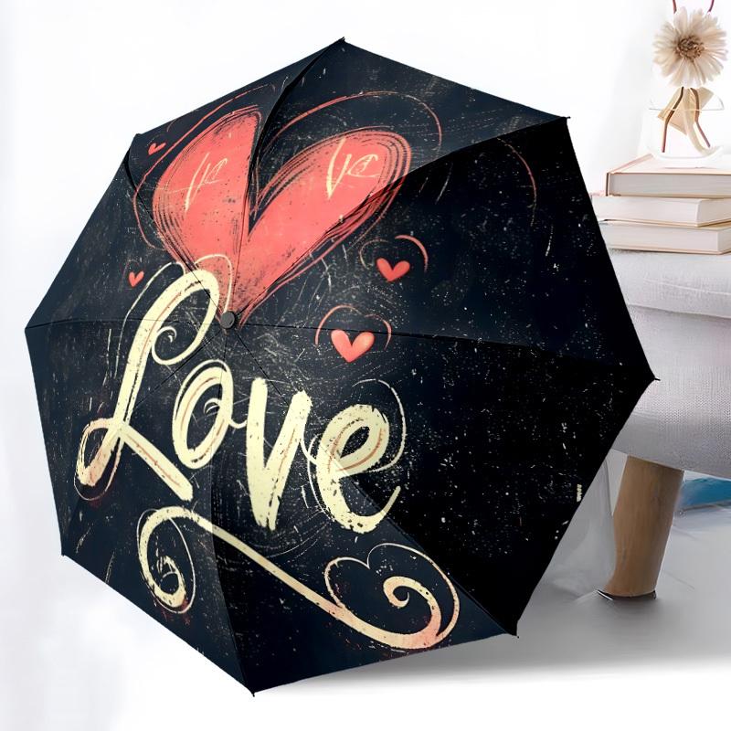 1pc Love Heart Automatic Open/Close Umbrella Compact Folding Umbrella, All-Season Portable Umbrella for Women/Men260
