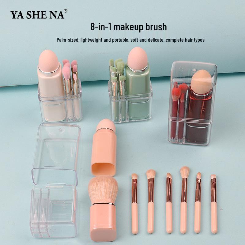 

Yasna 8-in-1 Portable Makeup & Eyeshadow Brush: Multifunctional Beauty Tool