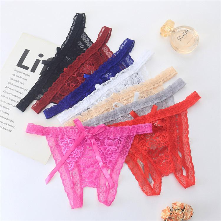 Sexy Lace Leaves Women Thong G String Underwear Open Crotch T Back Panties Ladies Briefs SF3321