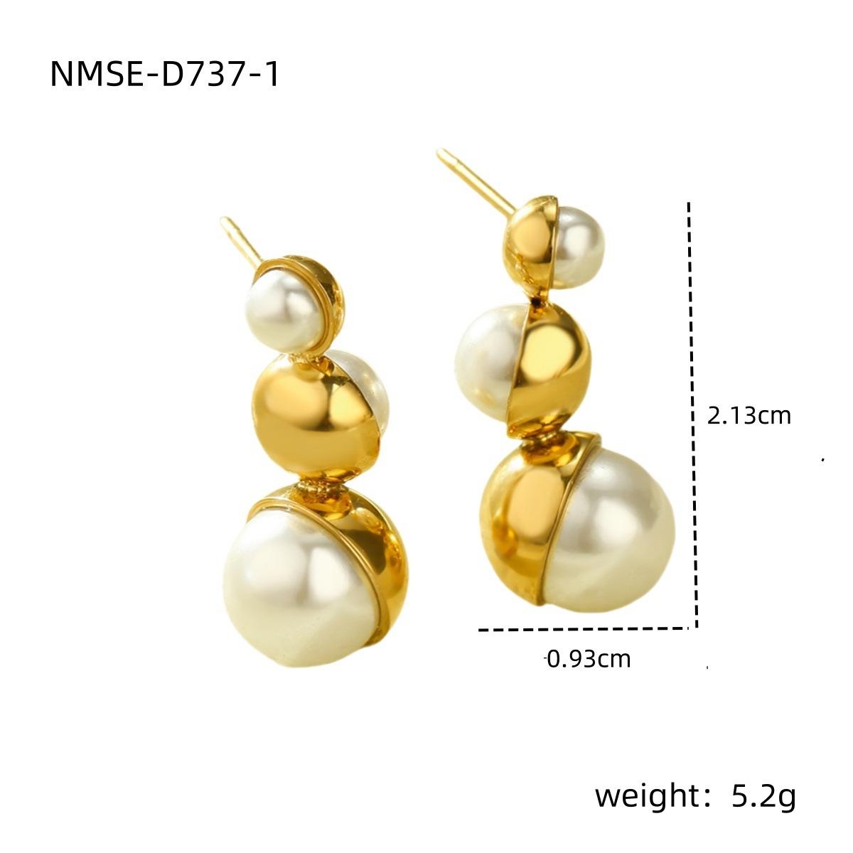 GEMCHIC Women s Minimalist Geometric Gold Plated Stainless Steel Earrings with Round Pearls for Elegant Daily Wear