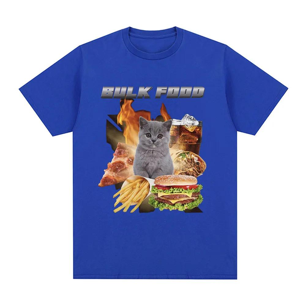 Bulk Food Cat Meme Graphic T-Shirt Men's Clothing Retro Hip Hop Short Sleeve T-Shirt Cotton Casual Oversized T-Shirt