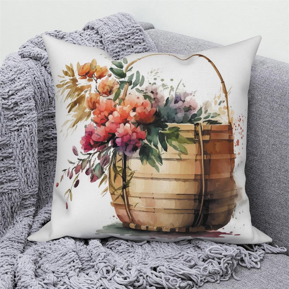 Květinový potisk Dekorativní povlak na polštářek na pohovku auto obývací pokoj Květina Rostlina Polštář