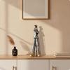 Singer Statue SilverGray Figurine Slender Musician for Music Lovers, Jazz Fans, Shelf,