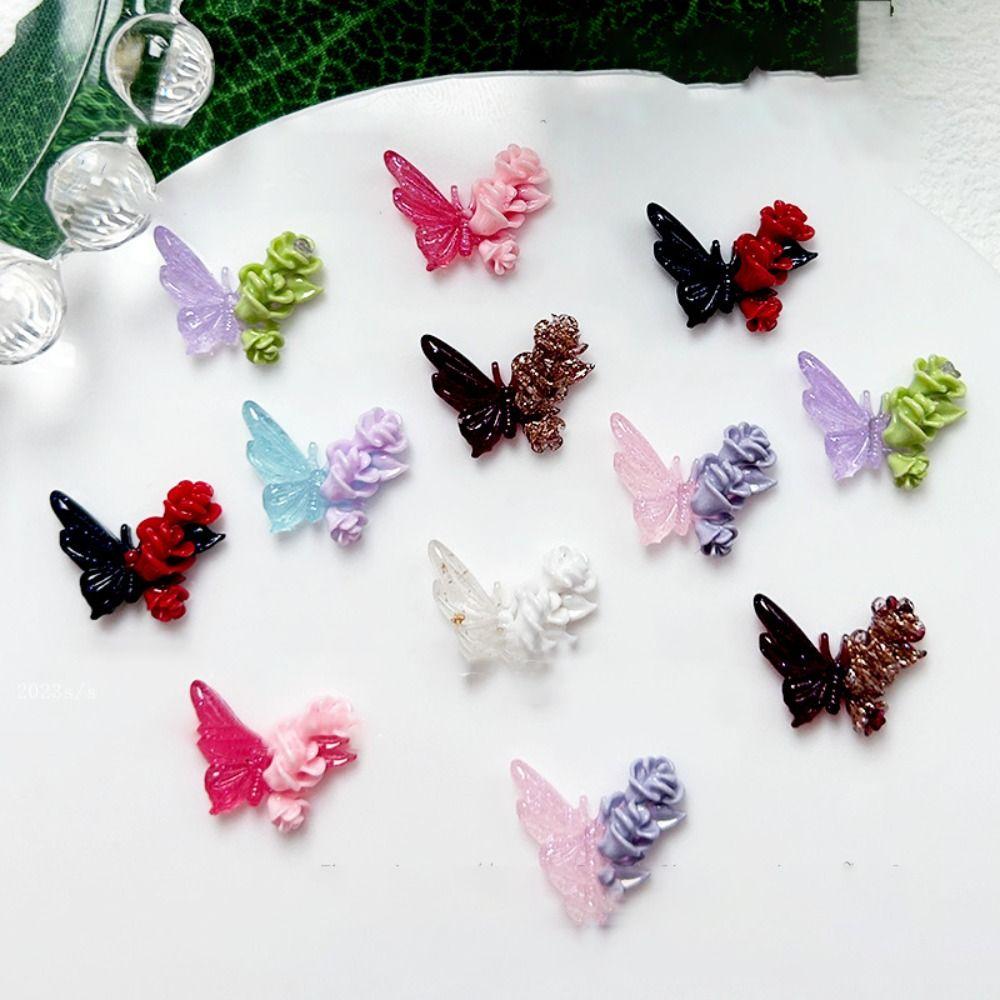 

50 шт., украшения для ногтей из чистого тюльпана и бабочки, аксессуары для дизайна ногтей из смолы, женские аксессуары 50 pcs style 8