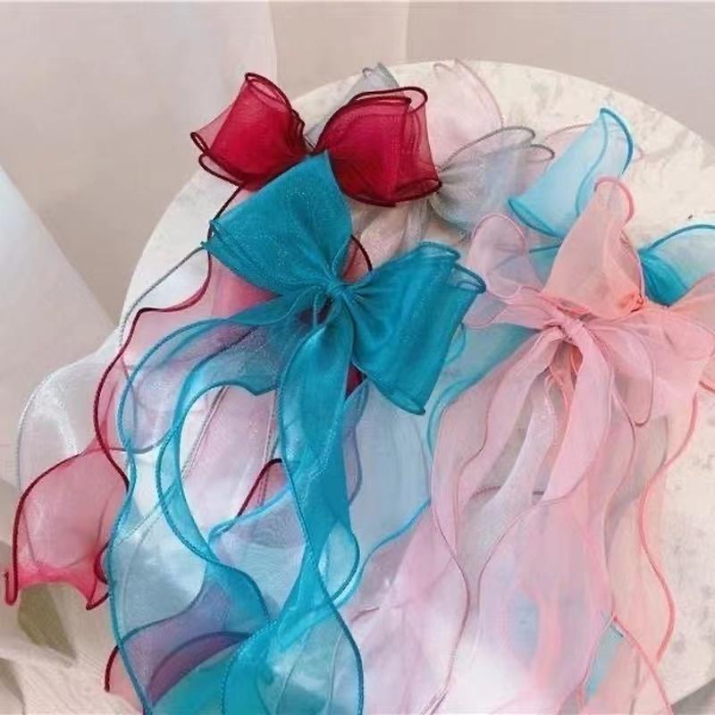 2PC Girl Horsetail Bow Hair Accessories Spinka do włosów Długa wstążka Spinka do włosów Akcesoria do włosów