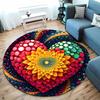 Colorful Heart and Flower Design Round Rug for Living Spaces round carpet for home sofa bedroom, gift